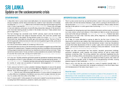 Sri Lanka: Update on the socioeconomic crisis Sri Lanka: Update on the socioeconomic crisis
