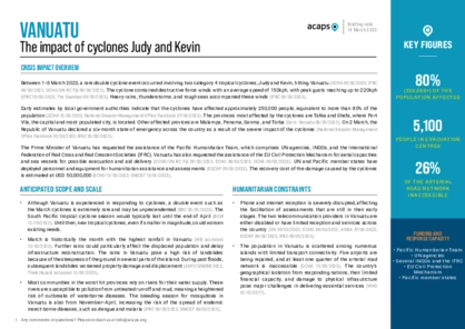 Vanuatu: the impact of cyclones Judy and Kevin Vanuatu: the impact of cyclones Judy and Kevin