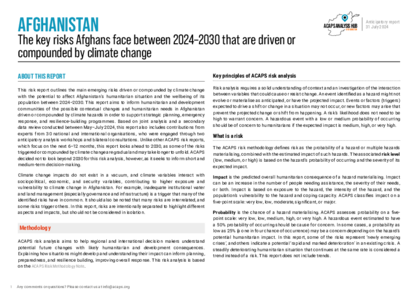 Afghanistan: key climate change related risks between 2024–2030