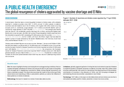 Global increase of cholera: aggravated by vaccine shortage and El Niño Global increase of cholera: aggravated by vaccine shortage and El Niño
